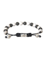 Nialaya CZ Crystal Ball Black White Beaded Bracelet -   -  Nialaya.